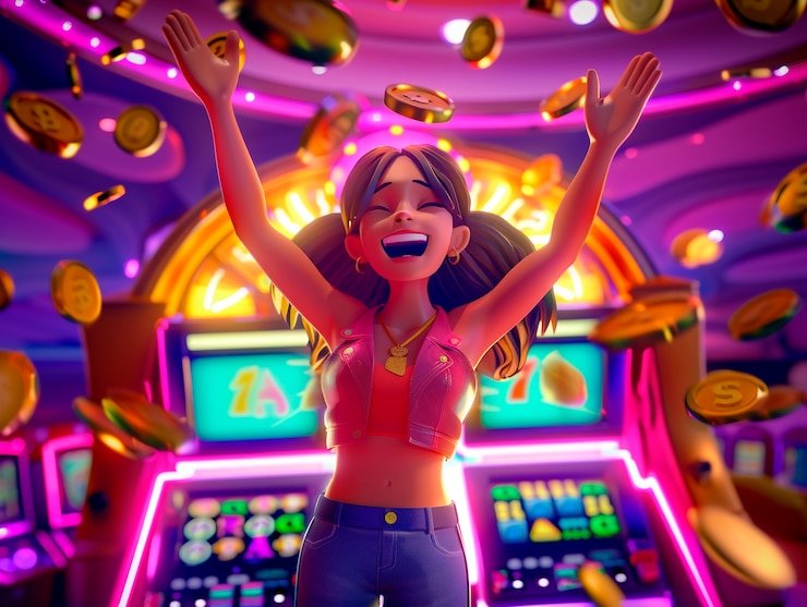 situs rajacuan game demo lobby showing live casino, slots, and sportsbook sections with play-money balance display